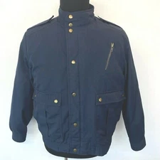 Campus Brand Jacket size L Vintage Blue with Red Plaid Zip Out Liner Epaulet CJ2