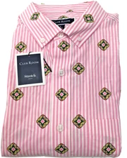 Club Room Men's Classic Button Down Cotton Shirt , Pink Sky, Size Large