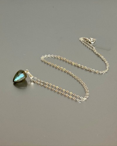 Silver Angel Teardrop Pendant Necklace 16" Chain Amethyst Purple Heart Nice Gift - Picture 15 of 78