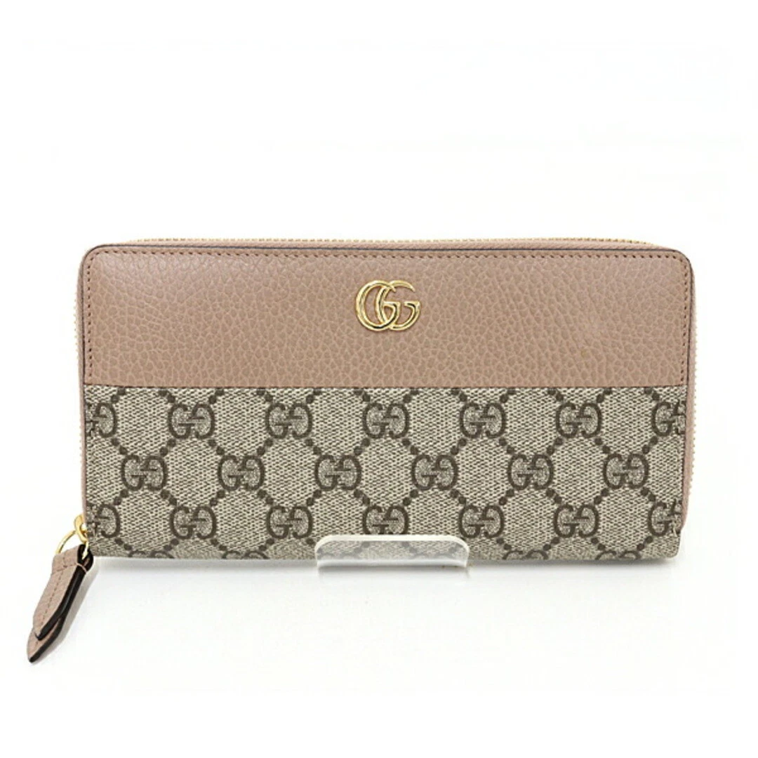 Portefeuille Gucci double G zippé beige et ébène GG toile suprême occasion KAZU 0