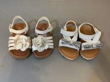 Lot of 2 Pairs Baby Girls Sandals White: Teeny Toes Size 3 and Cat Jack Size 2