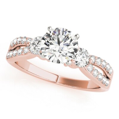 1.62 Ct Round Cut Lab Created Diamond Engagement Ring 14K Solid Rose Gold B