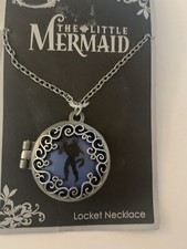 New Disney The Little Mermaid Locket Necklace Ariel  Prince Silver