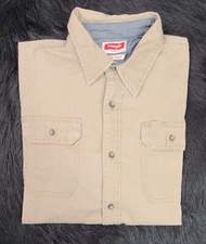 Wrangler flex for comfort Khaki button up Short Sleeve shirt SZ L