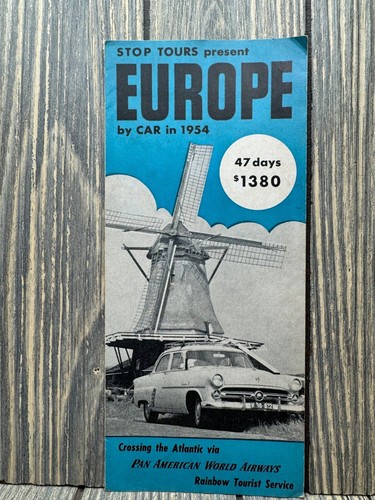 Vintage 1954 European Tour Brochure By Car "STOP TOURS" Travel Offer With Pan A