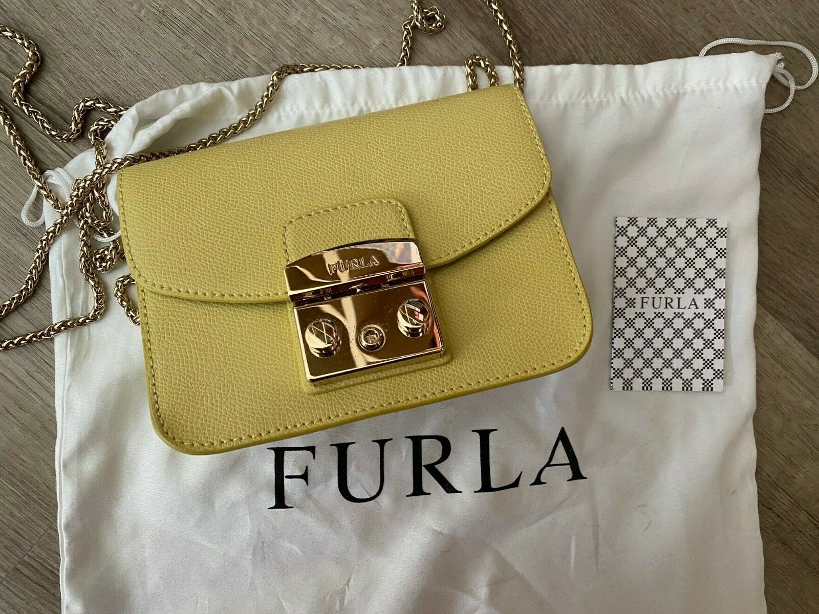 FURLA METROPOLIS MINI YELLOW CROSSBODY BAG