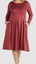 24seven Comfort Apparel Women's Red Fit-Flare Midi Dress Plus Size 2X