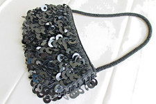 REDUCED! VERY CUTE Black beaded sequined evening bag