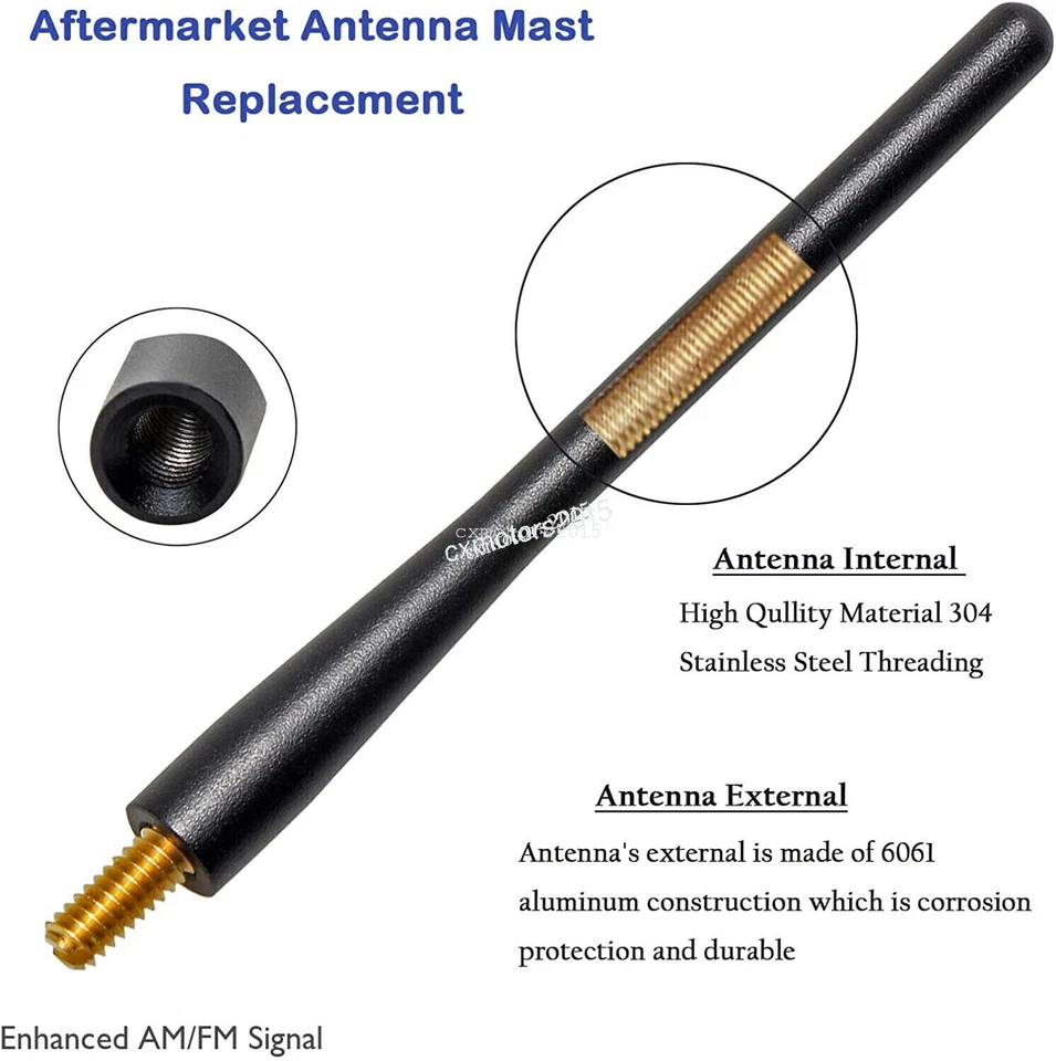 Para 09-23 Ford F-150 antena de rádio de carro 4,7" mastro robusto preto rádio AM/FM antena - Imagem 3 de 4