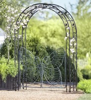 Metal Garden Arbor With Butterfly Gate Metal Garden Arbor With Butterfly Gate