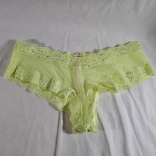 Victoria's Secret PINK Extra Low Rise Cheekster Large Green Yellow Bling Sheer