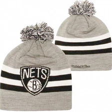 Brooklyn Nets Cuffless Knit Beanie Hat Toque Winter Cap Mitchell And Ness NBA