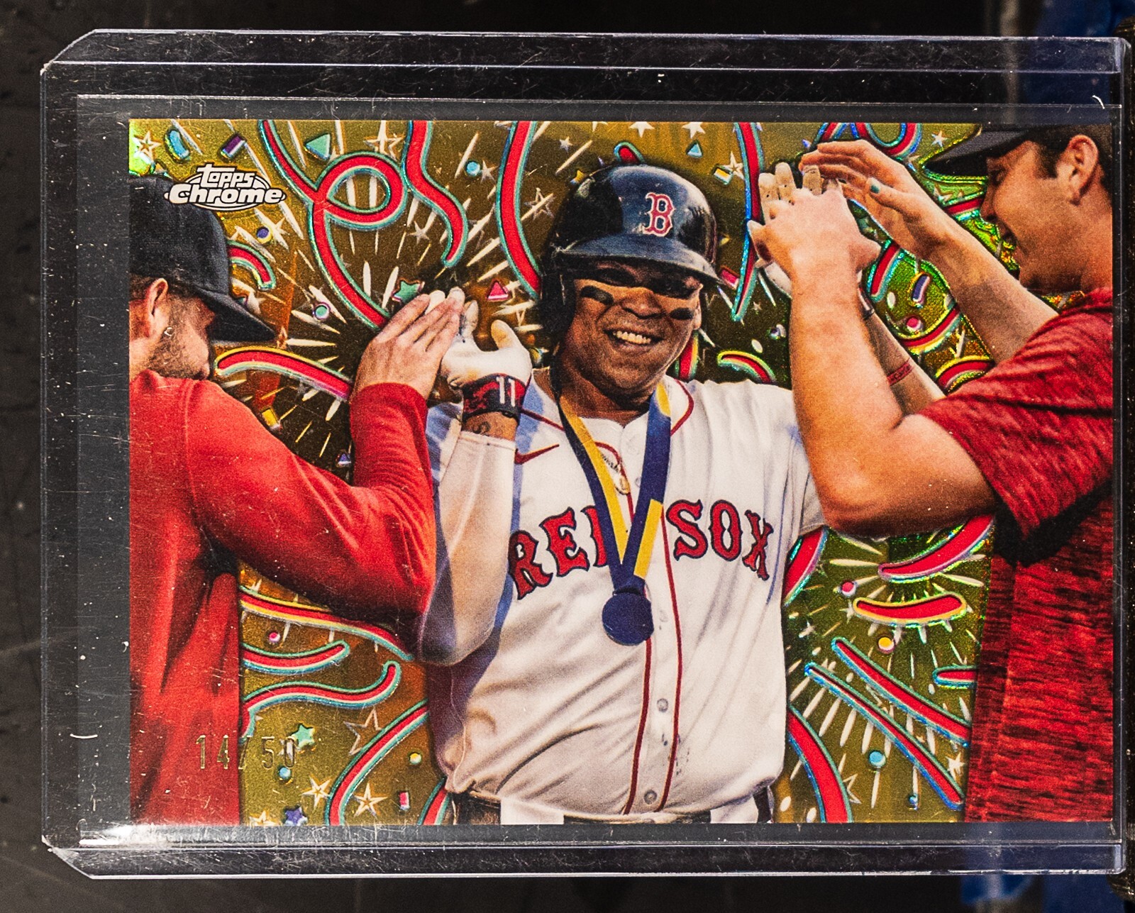Rafael Devers 2024 Topps Chrome Update Celebracion GOLD Refractor 14/50