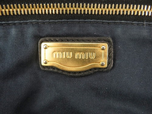 Auth MIU MIU Black Nappa Patchwork Leather Tote Bag Purse #59609 - Picture 14 of 15