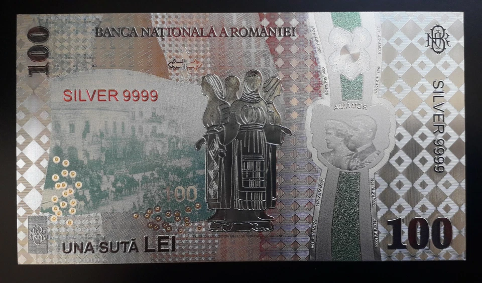 ROMANIA 100 LEI 2018 SILVER PLATED POLYMER BANKNOTE-100 YEARS THE GREAT UNION - Image 4 of 4