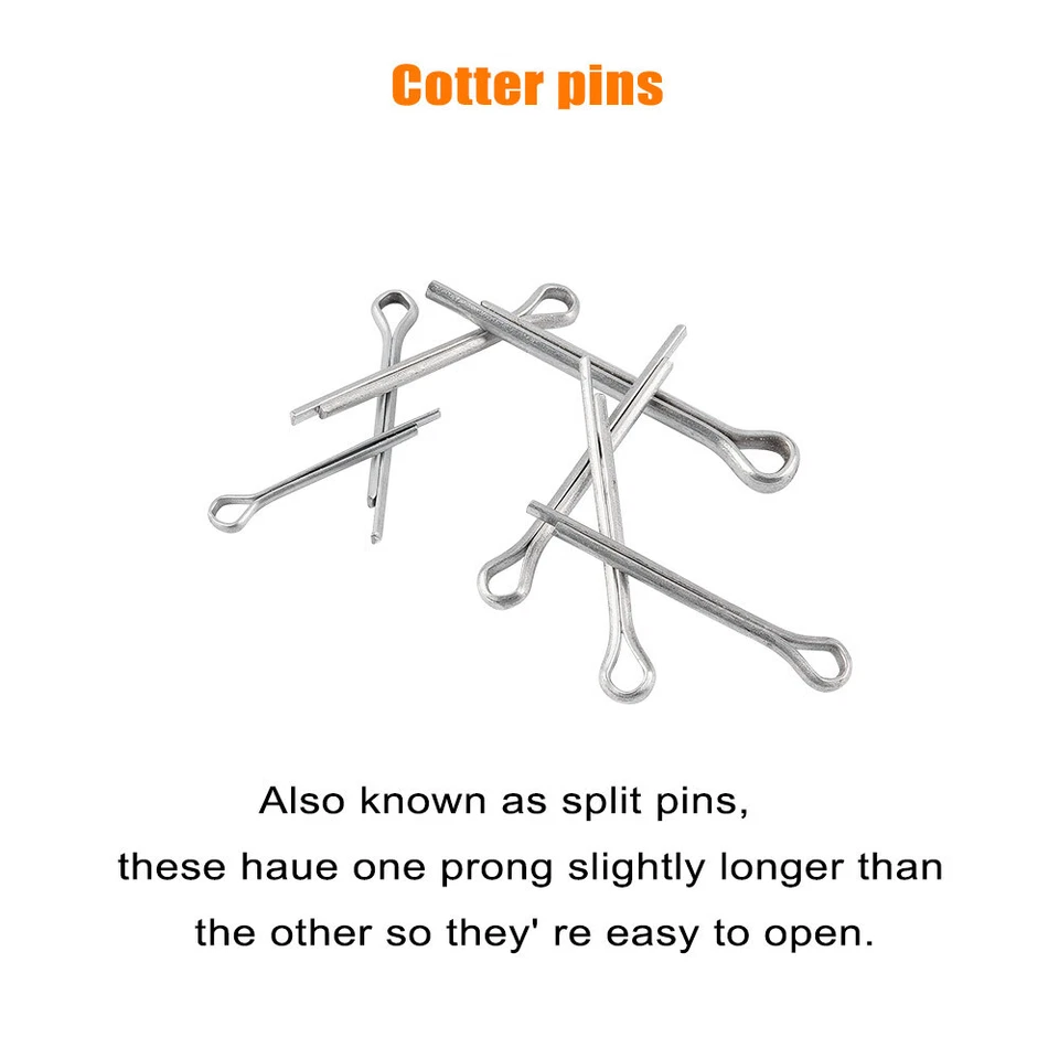Juego surtido de pasadores Cotter 230 piezas kit de valor de acero inoxidable 304 EE. UU. Foto 3 de 4