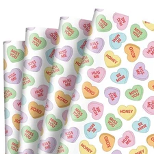 8 Sheet Valentine's Day Wrapping Paper Conversation Heart Gift Wrap Paper Bul...