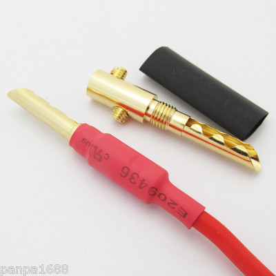 10pcs Hollow Pin Banana BFA-Z 4mm Speaker Cable Connector W/Heatshrink Gold