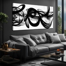Abstract Canvas Wall Art for Living Room Large Size,Black and White Pictures ...
