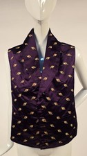 MUSEUM QUALITY 1850  S GRAPE PURPLE SILK SATIN WAISTCOAT VEST W ROSE BUD EMBROID