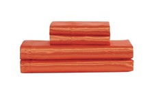 Mk Collection 4pc Silky Satin Deep Pocket Sheet Set, Cal. King Orange