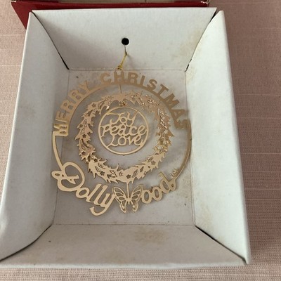 Vintage Dollywood Brass Gold Plated 3-D Merry Christmas Joy Peace Love