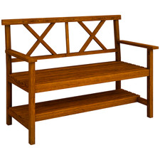 Outsunny 2-Seater Wooden Garden Bench Storage, Refurbished