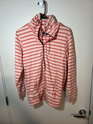 Helly Hanson Women's Sweatshirt Full Zip Pockets Drawstring Stripe Orange Pink S