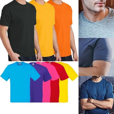 Herren Damen Uni T-Shirts Kurzarm Rundhals 100% Baumwolle Tee S - XXL