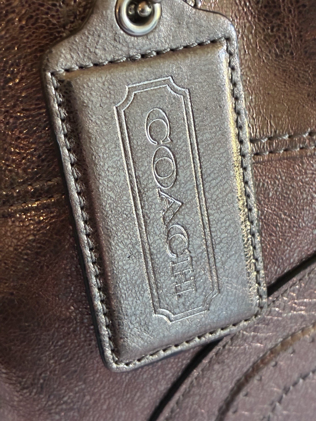 COACH metallic tote bag leather thumbnail 5