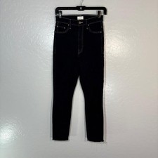 Mother Jeans Womens 26 Dark Wash The Swooner Crop Fray High Rise Made in USA