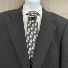 Mens Cashmere Sport Coat Blazer 42R Black Two-Button Suit Jacket Made in USA