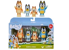 Bluey Family Figure Pack of 4, Robust Poseable Character Toys with Bingo, Chilli