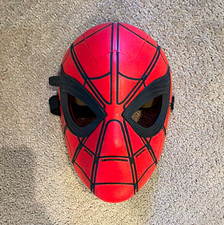 Spider-Man Red/Black Plastic Face Mask, Adjustable Strap, One Size Halloween