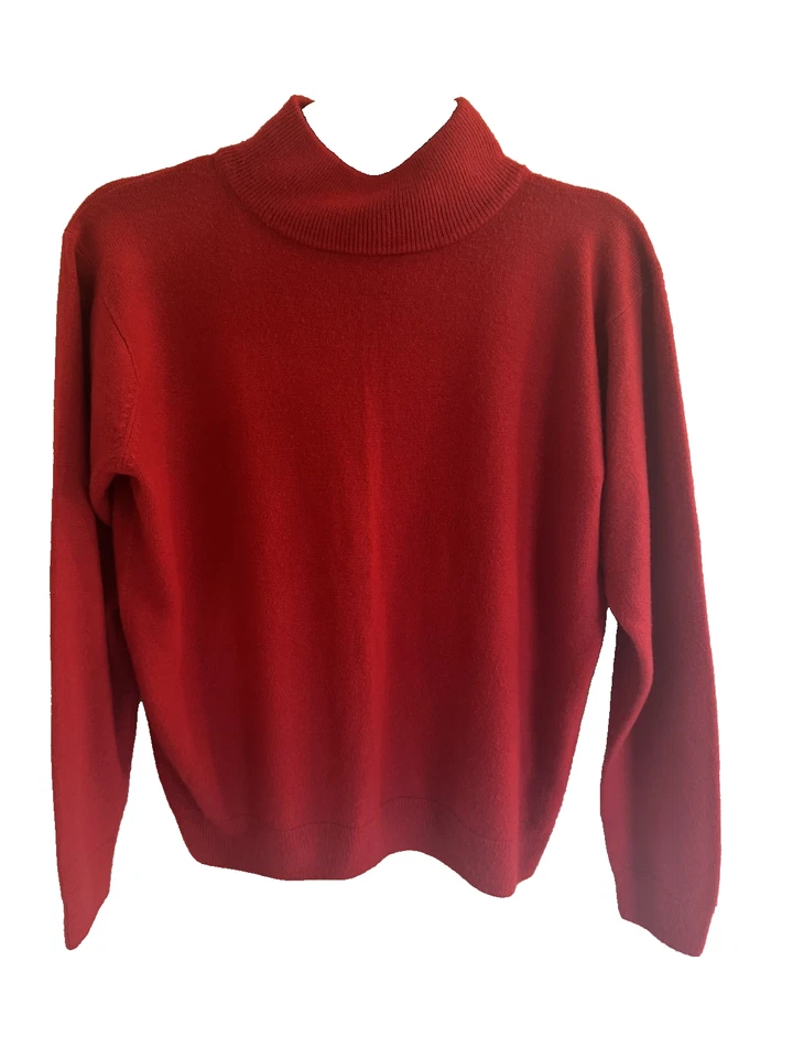 Vtg Women's Sz Med Red Dressbarn Mock Neck Sweater Holiday Christmas Classic - Image 2 of 4