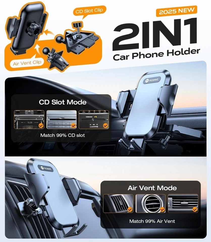 Military-Grade Sturdy Car Phone Holder Mount, Upgraded anti Shake Metal CD Slot  - Image 2 of 4