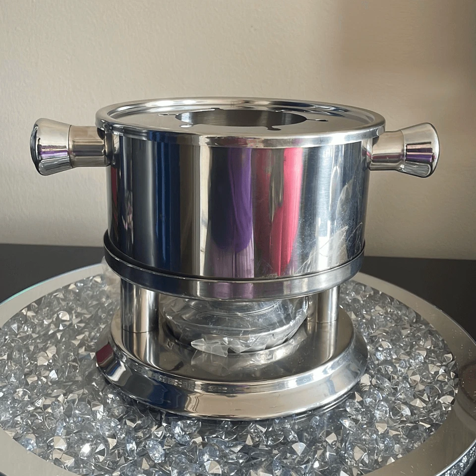 Sagaform Pequeño Portátil Plata Acero Inoxidable Fondue Set Sin Horquillas Usado Foto 2 de 4