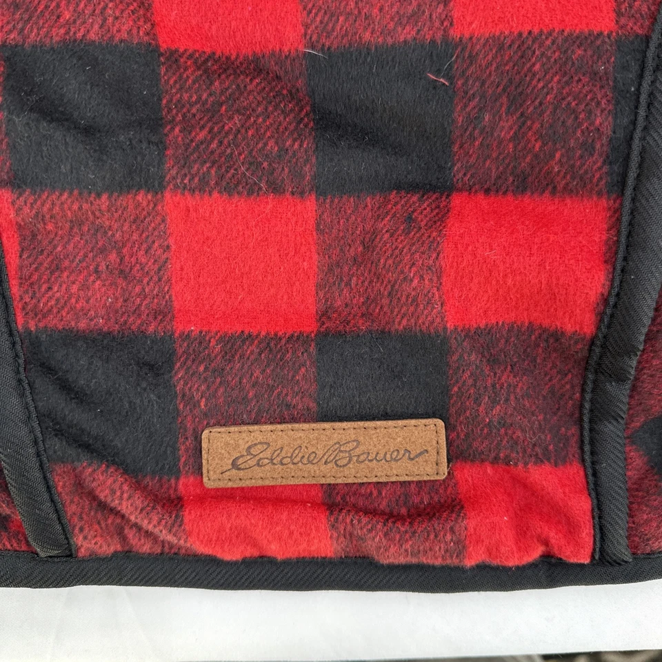 Eddie Bauer Dog Coat Med Buffalo Plaid Black/Red Fleece Lined Jacket 20-35lb - Image 3 of 4