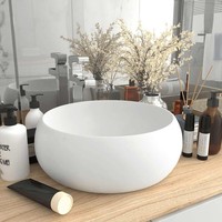 Vidaxl LuxuriöSes Waschbecken Rund Matt Weiß 40X15 Cm Keramik Neu