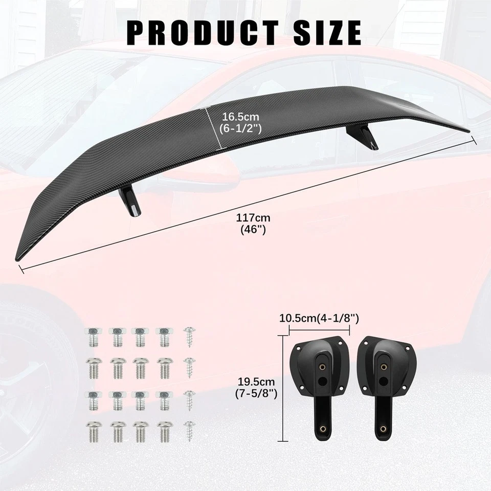 46" Rear Trunk Spoiler Lip GT style Wing Racing Carbon Fiber For Chevrolet Cruze Foto 4 de 4