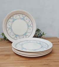 Biltons Blue Flowers Set of 5 Dinner Plates 24.5cms Vintage 1980s
