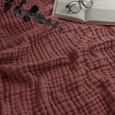 Muslin Throw Blanket 50x60 Quilted Design 6-Layer Gauze Soft Cotton Wine Gift