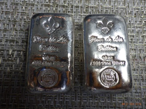 10 oz Cast-Poured Silver Bar - Fleur-de-Lis Bullion