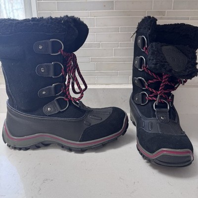 Pajar - Alina Black/Red Leather Sz 9-9.5 Mid-Calf Zip Winter Boots WORN ONCE!