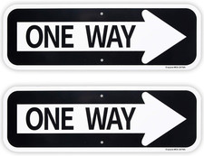 2-Pack Large One Way with Right Arrow Sign 18"x 6" .04" Aluminum Reflective Sign