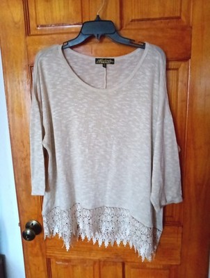 Absolutely Famous Women's Top Viscous Blend Sweater Lace Details Size 2X NWOT