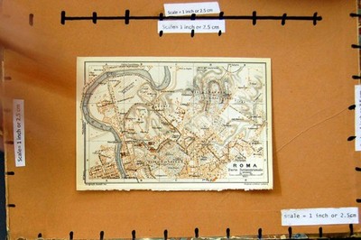 Original alter Vintage Druck Karte 1928 Straßenplan Roma Rom Italien Villa Umberto