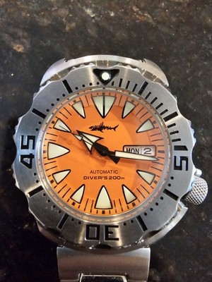 Heimdallr Sharkey Ocean Monster NH36A Day Date Automatic 200m Dive Watch C3 316L