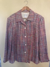 Coldwater Creek Multicolor Silk Tweed Button-Down Blazer Large