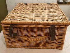 Wicker picnic hamper basket from Todhunter with picnic ware for 2 -15"sqx8"deep